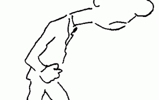Cartoon of man rushing with his head pushed forward of his body