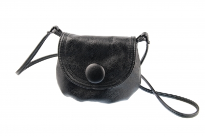 photo of black leather handbag