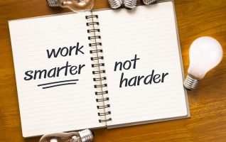 notebook that reads: work smarter not harder