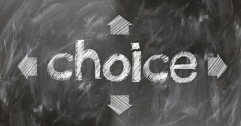 The word "choice" written on a blackboard
