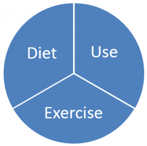 pie graphic showing diet, exercise and Use