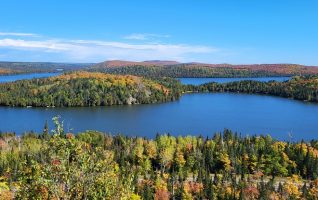 view overlooking Caribou Lake in northern Minnesota, USA