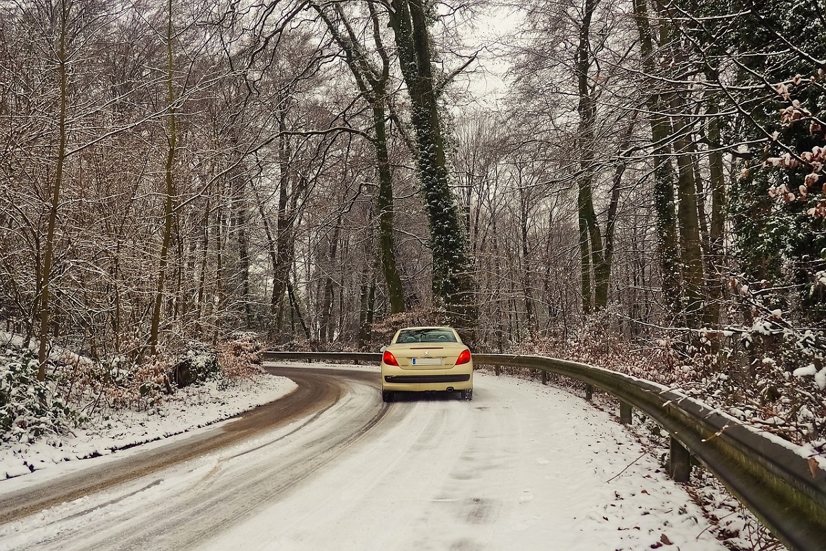 car on a snowy road