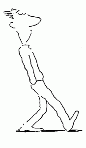 cartoon of man overstriding